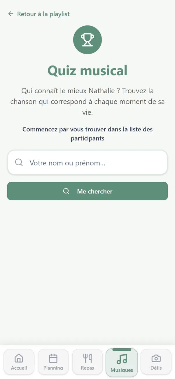 Le quiz sur le téléphone d’un participant